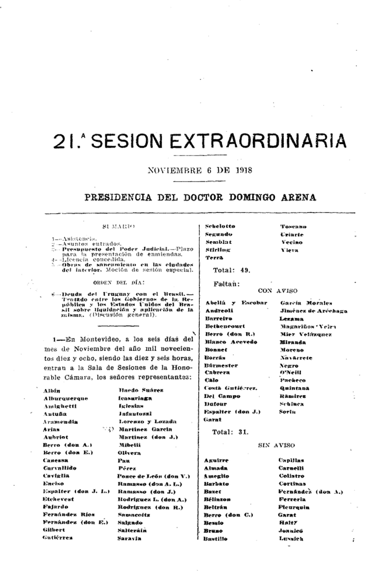 DIARIO DE SESIONES DE LA CAMARA DE REPRESENTANTES del 06/11/1918